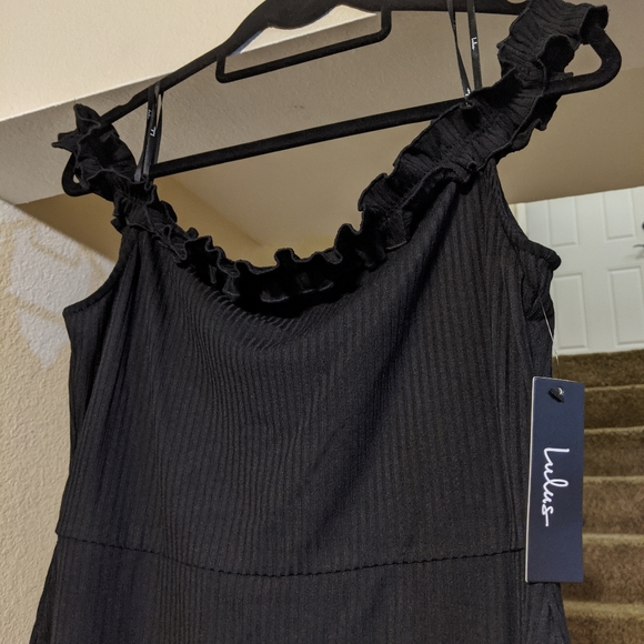 NWT Lulu's Black Ribbed Off-the-Shoulder Dress - Picture 4 of 6
